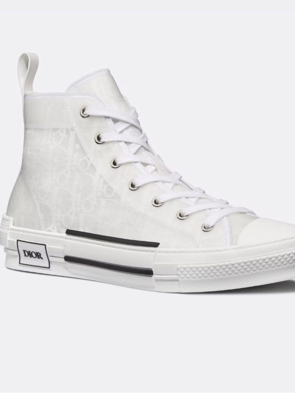 Dior B23 White High-Top Sneaker with Black Trim